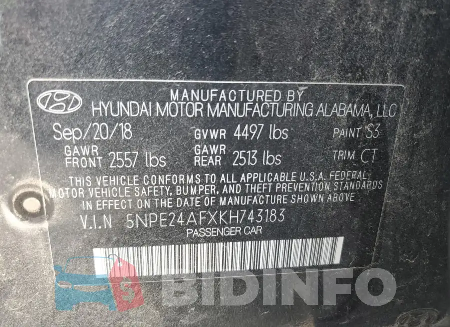 5NPE24AFXKH743183 Photo# 12