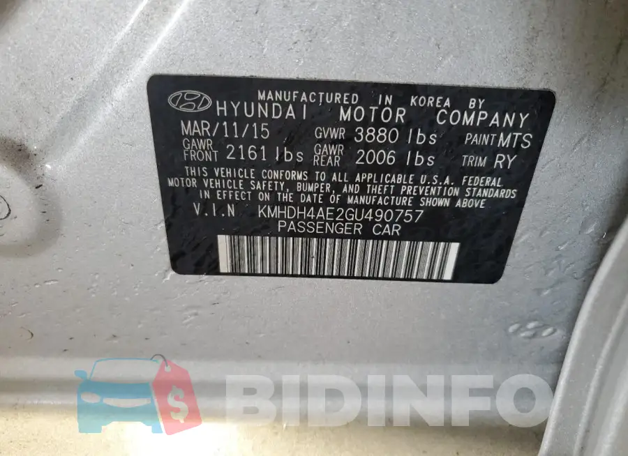 KMHDH4AE2GU490757 Photo# 12