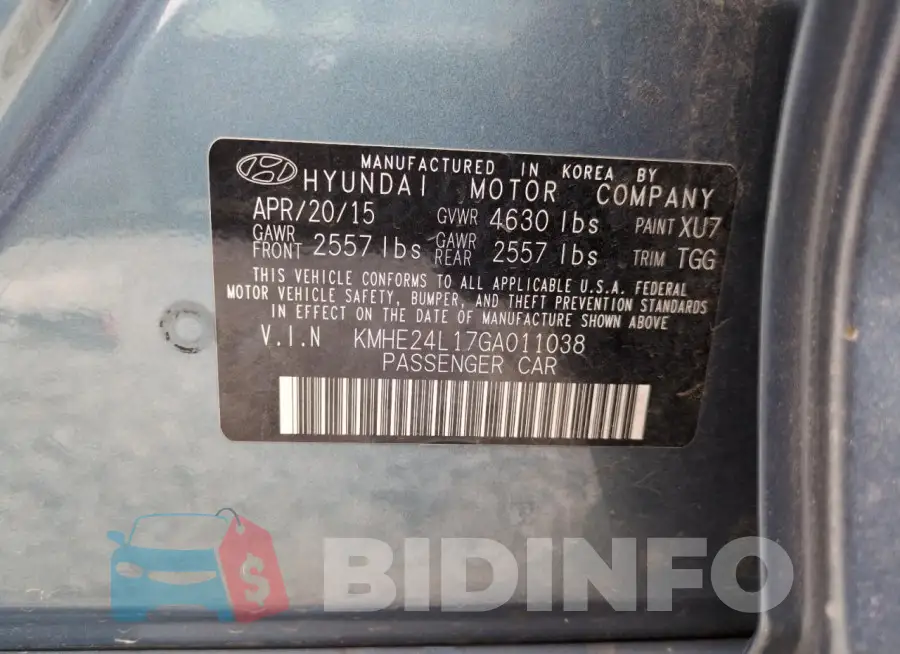 KMHE24L17GA011038 Photo# 12