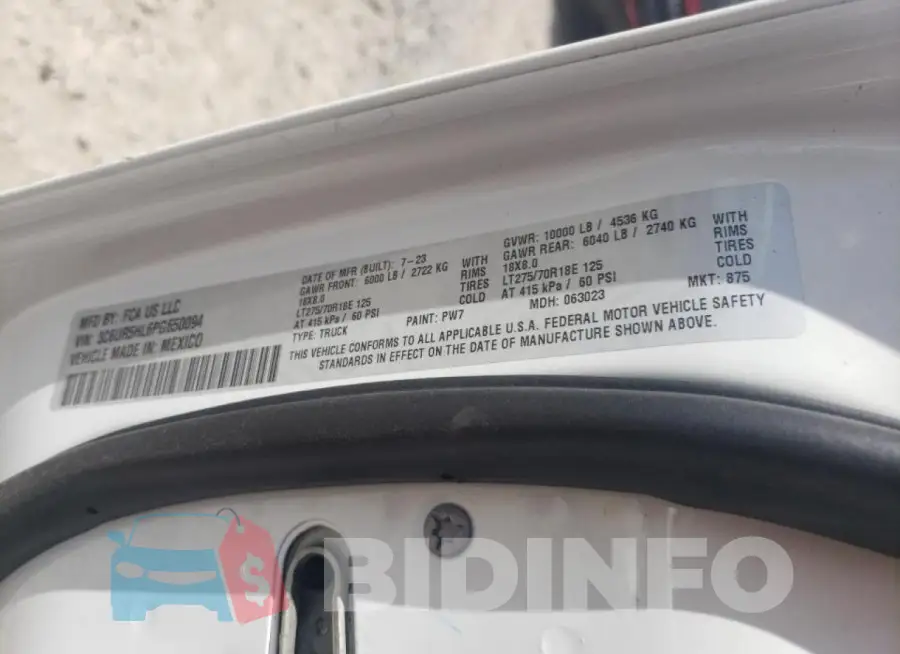 3C6UR5HL6PG650094 Photo# 12
