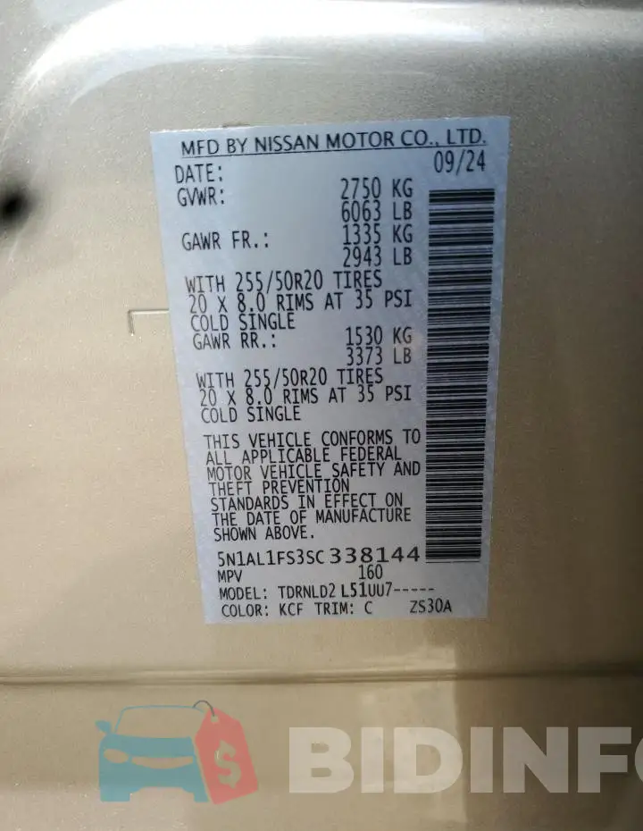 5N1AL1FS3SC338144 Photo# 14