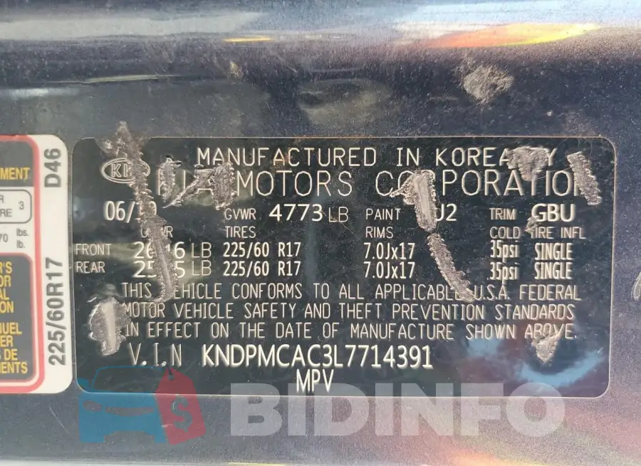 KNDPMCAC3L7714391 Photo# 13