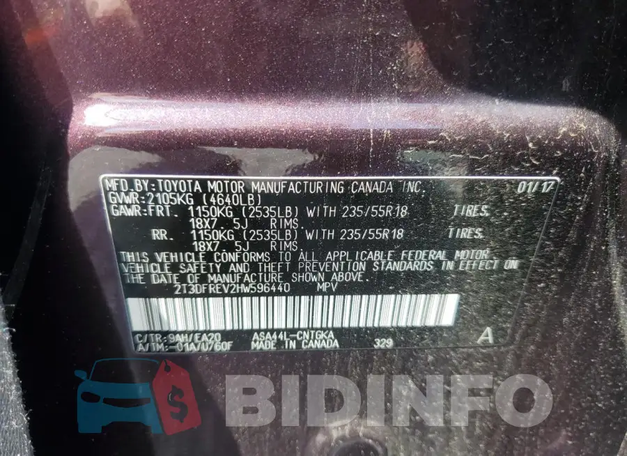 2T3DFREV2HW596440 Photo# 13