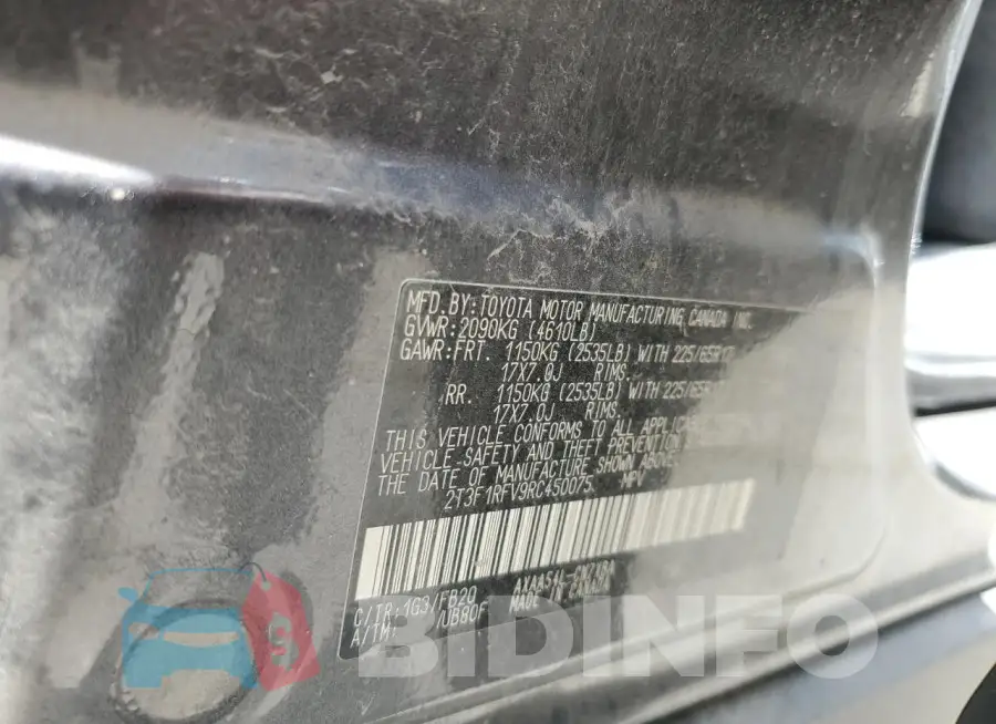 2T3F1RFV9RC450075 Photo# 14