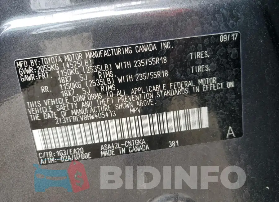 2T3YFREV8HW405413 Photo# 14