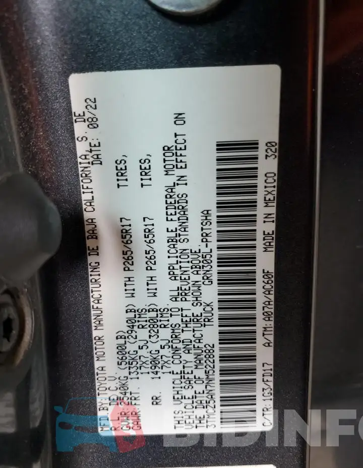 3TMCZ5AN7NM522882 Photo# 12