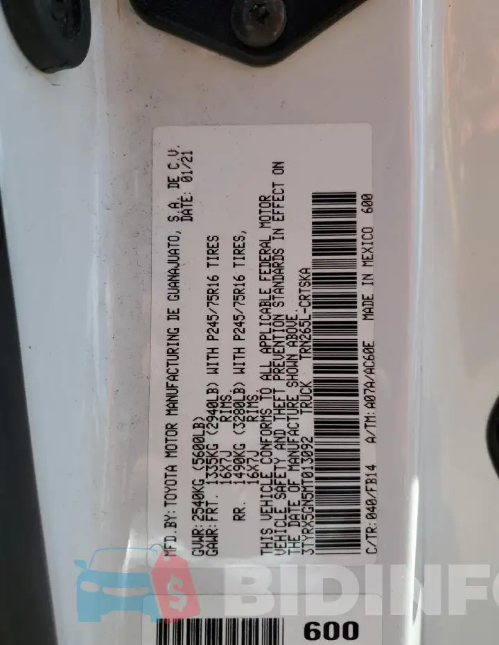 3TYRX5GN5MT013092 Photo# 12