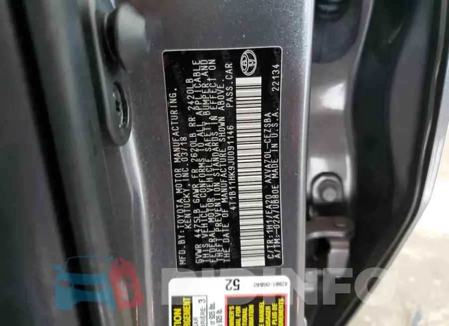 4T1B11HK9JU091146 Photo# 12