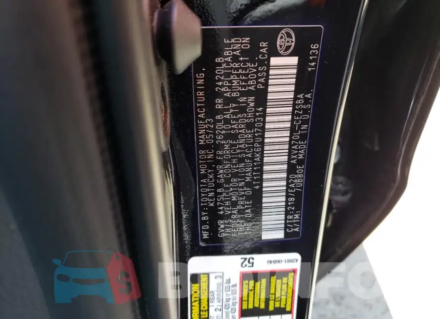 4T1T11AK6PU170314 Photo# 12