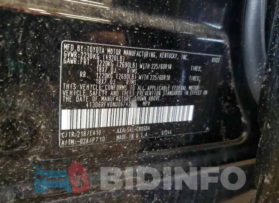4T3D6RFV0NU067420 Photo# 13