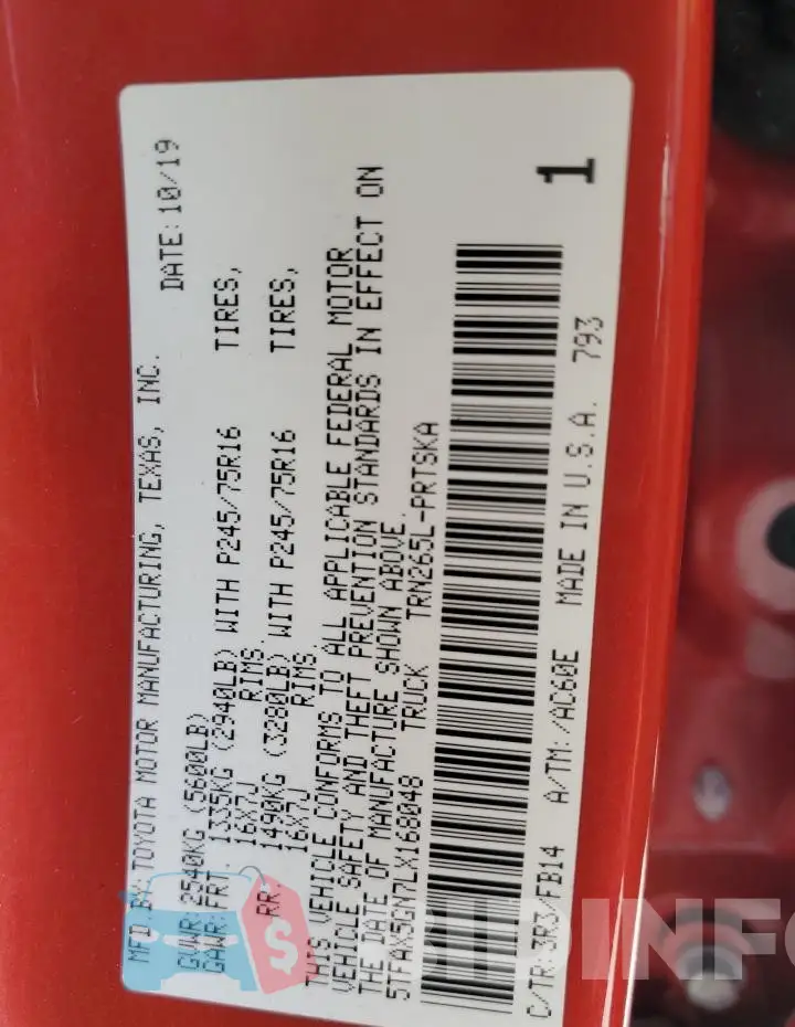 5TFAX5GN7LX168048 Photo# 12