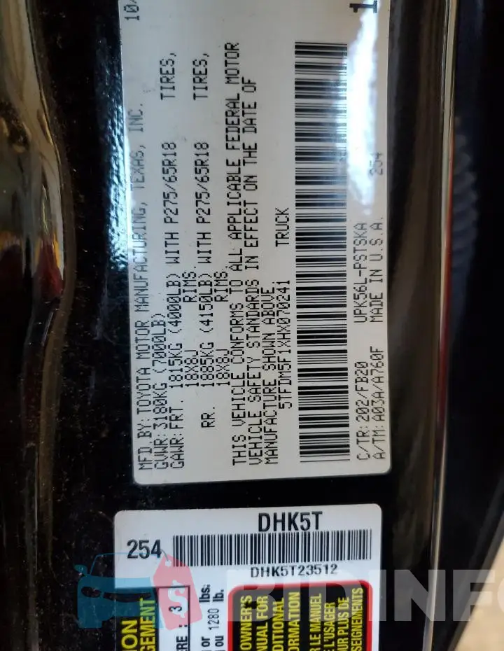 5TFDM5F1XHX070241 Photo# 12
