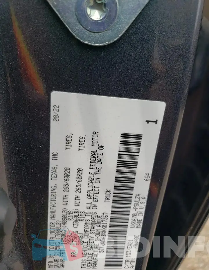 5TFJA5ABXNX017367 Photo# 12