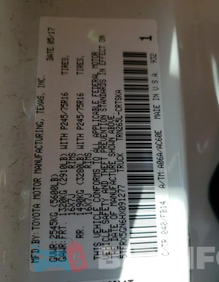 5TFRX5GN6HX091277 Photo# 13