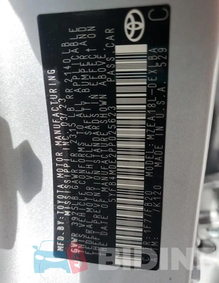 5YFB4MDE2PP025623 Photo# 13