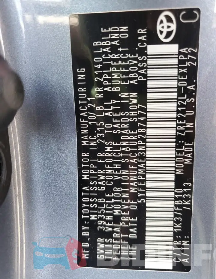 5YFEPMAE3NP287477 Photo# 12