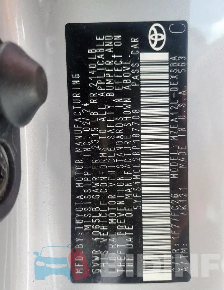 5YFS4MCE2RP187708 Photo# 13