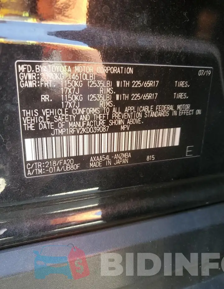 JTMP1RFV2KD039087 Photo# 13