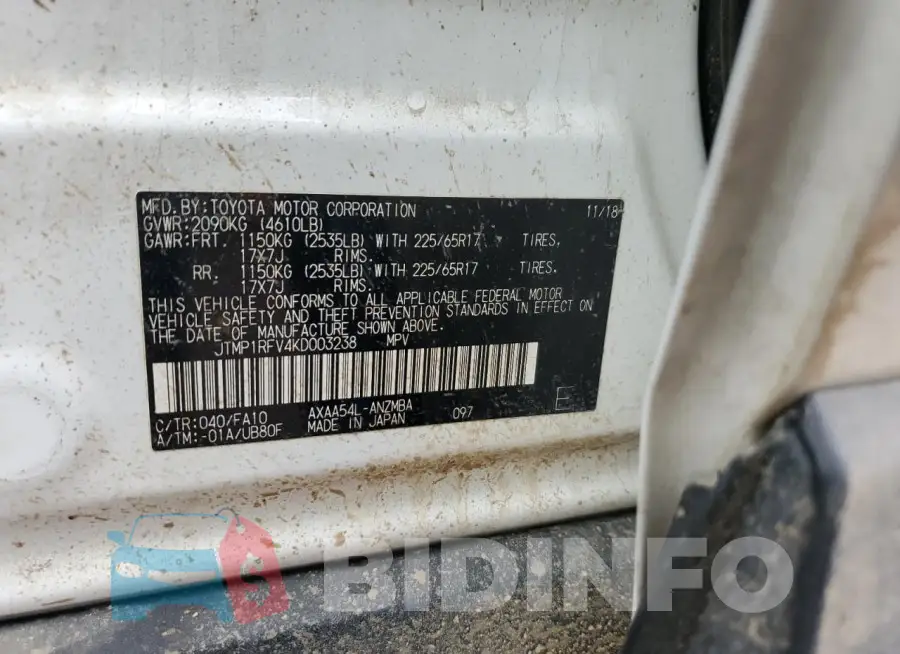 JTMP1RFV4KD003238 Photo# 13