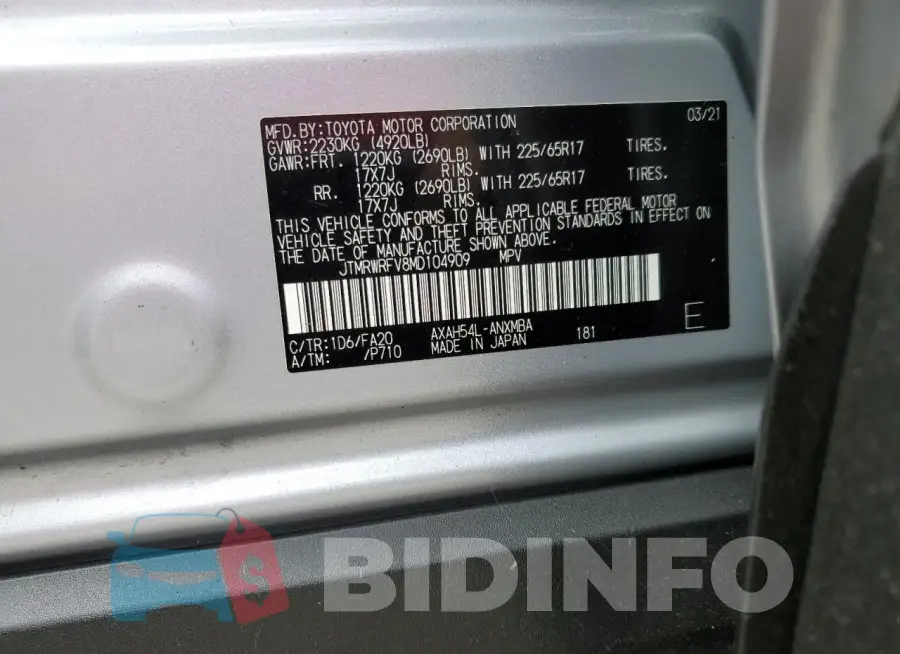 JTMRWRFV8MD104909 Photo# 13