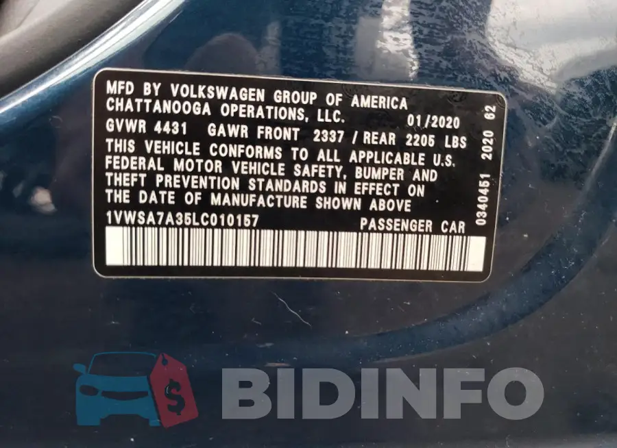 1VWSA7A35LC010157 Photo# 12