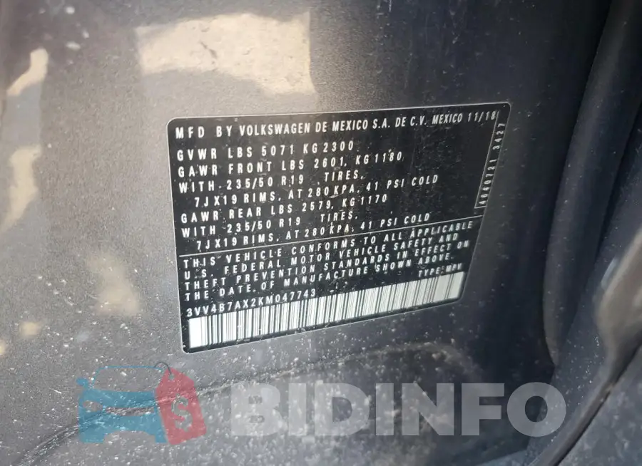 3VV4B7AX2KM047743 Photo# 13