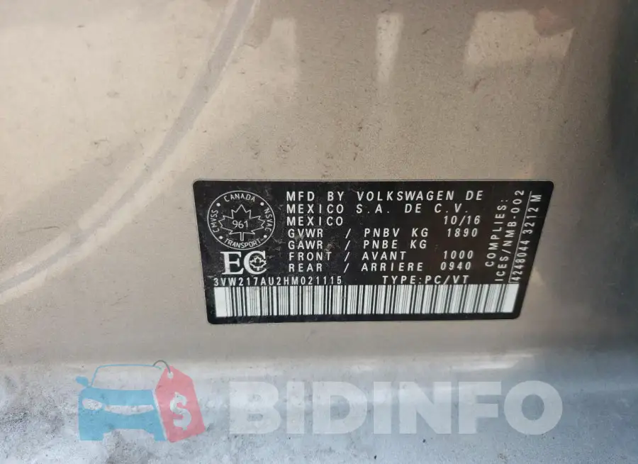 3VW217AU2HM021115 Photo# 12
