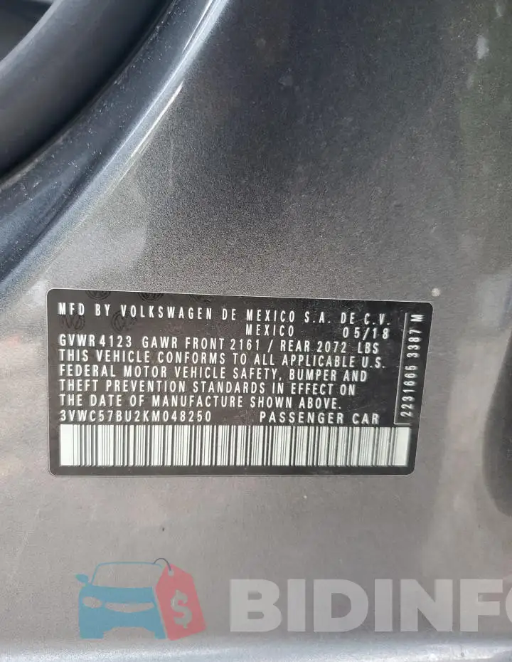 3VWC57BU2KM048250 Photo# 12