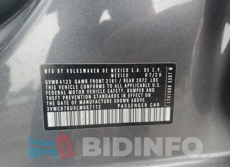 3VWCB7BU5LM067112 Photo# 12