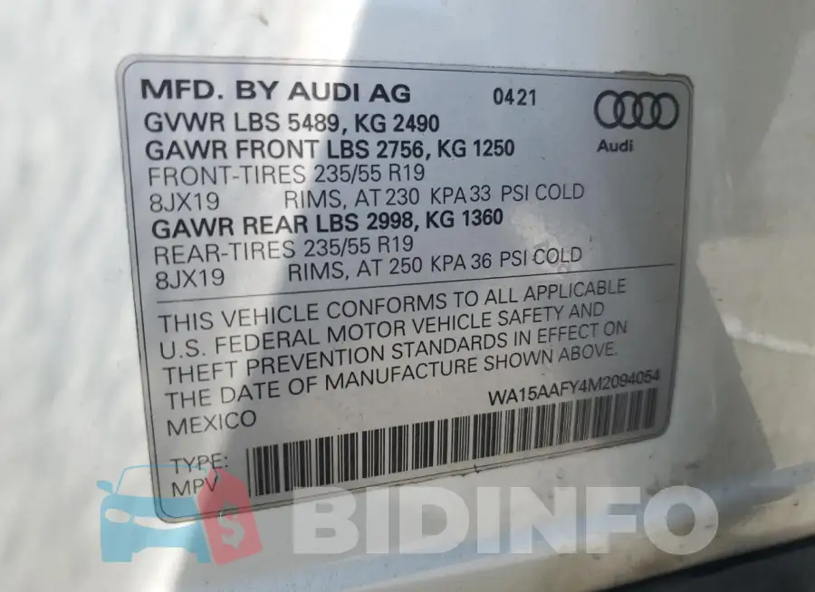 WA15AAFY4M2094054 Photo# 14