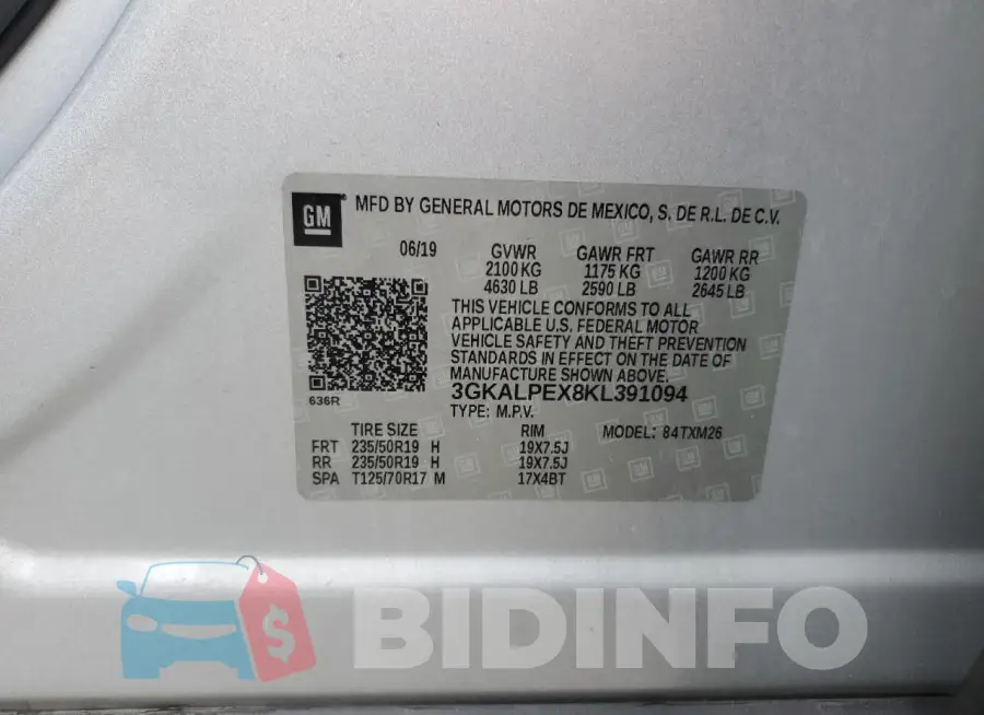 3GKALPEX8KL391094 Photo# 13