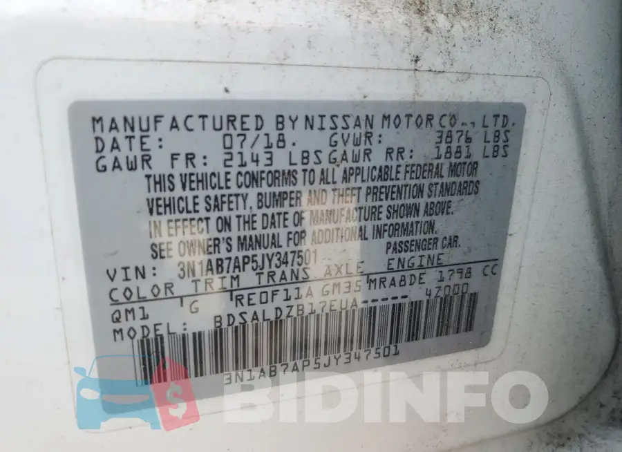 3N1AB7AP5JY347501 Photo# 12