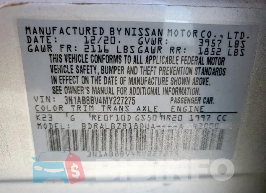 3N1AB8BV4MY227275 Photo# 12