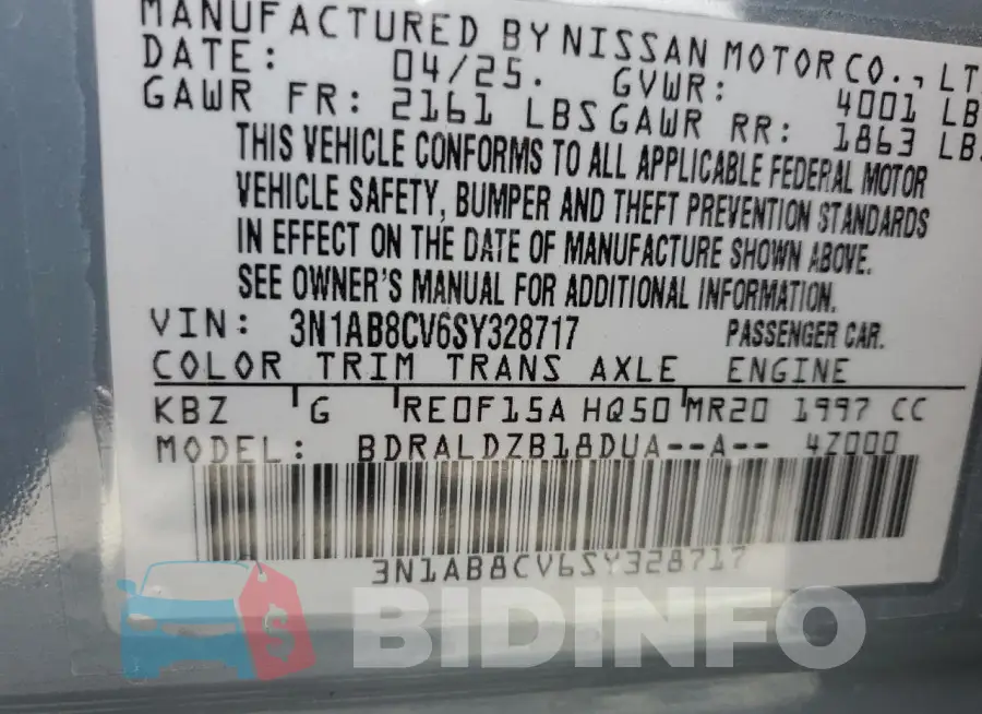3N1AB8CV6SY328717 Photo# 12