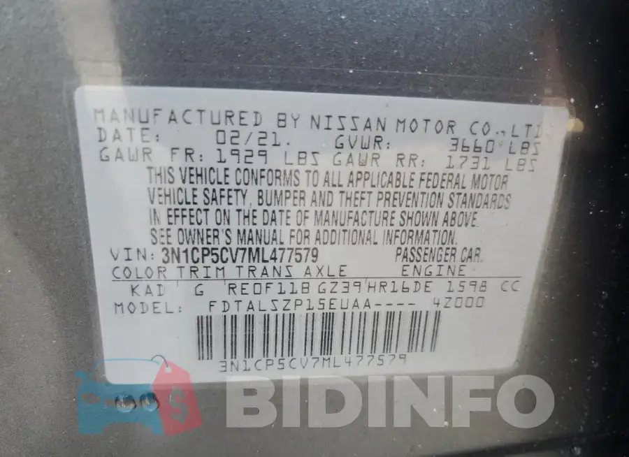 3N1CP5CV7ML477579 Photo# 12