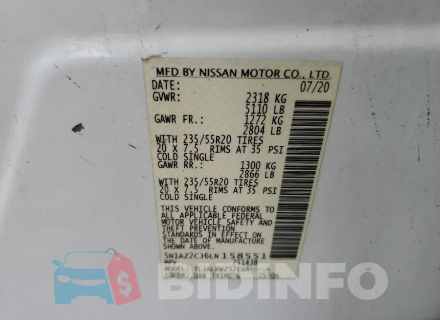 5N1AZ2CJ6LN158551 Photo# 13