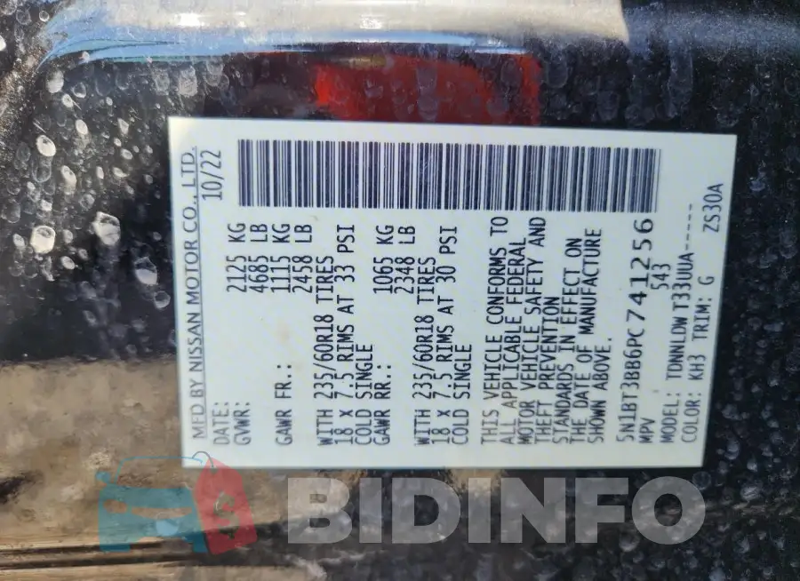 5N1BT3BB6PC741256 Photo# 13