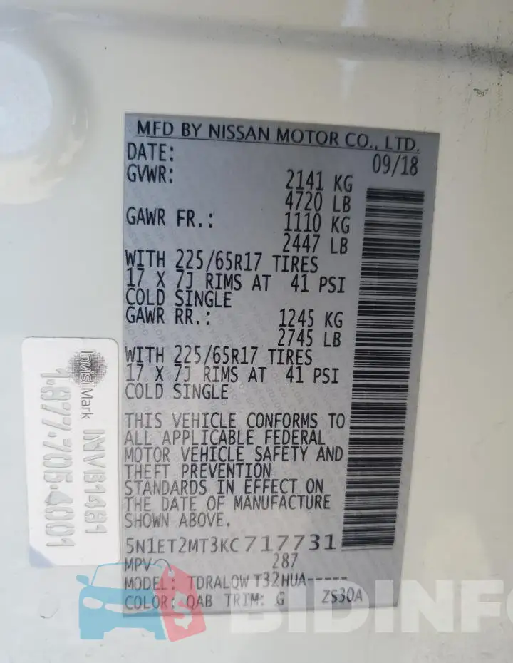 5N1ET2MT3KC717731 Photo# 13
