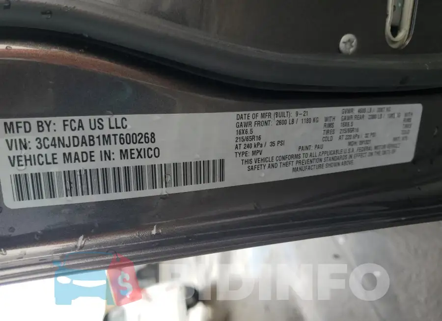 3C4NJDAB1MT600268 Photo# 13
