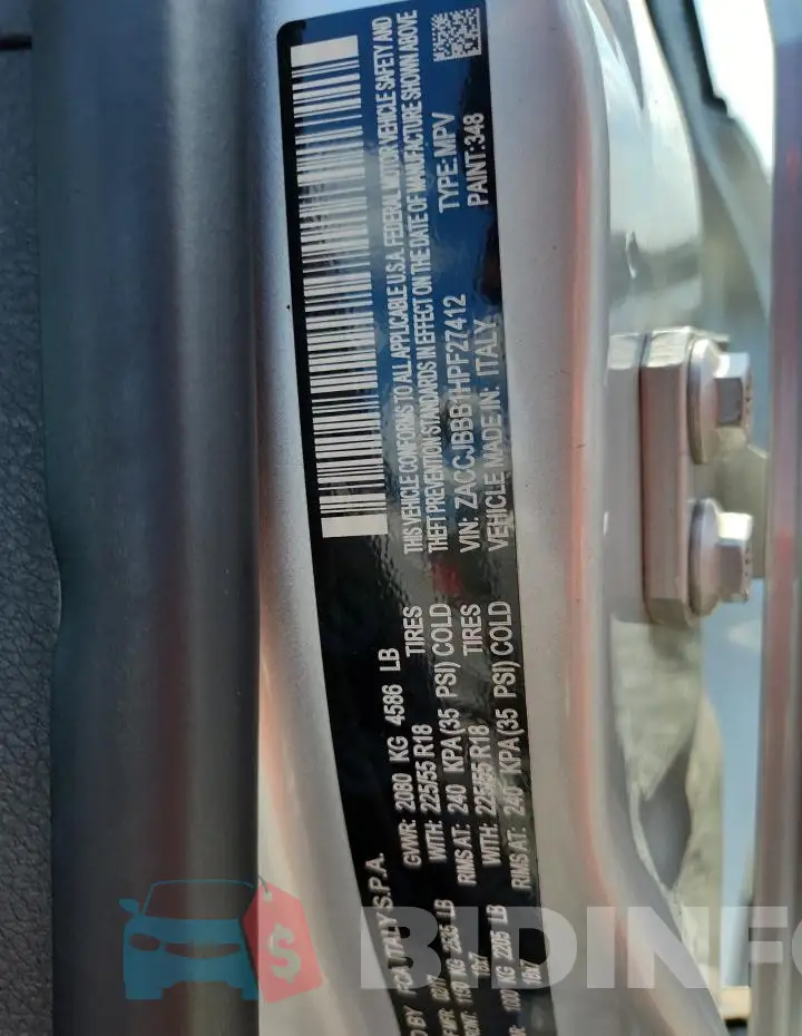 ZACCJBBB1HPF27412 Photo# 14