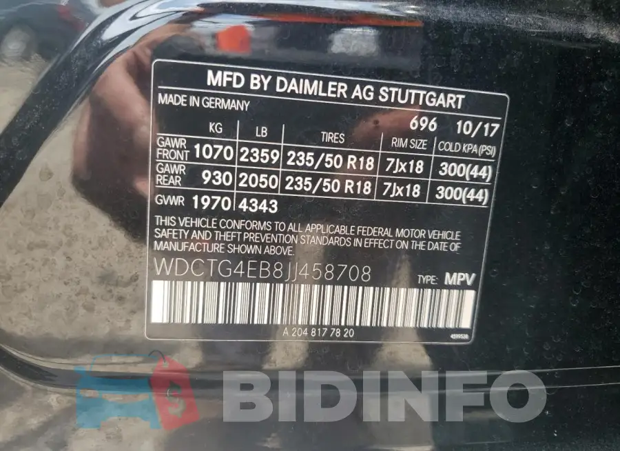 WDCTG4EB8JJ458708 Photo# 13