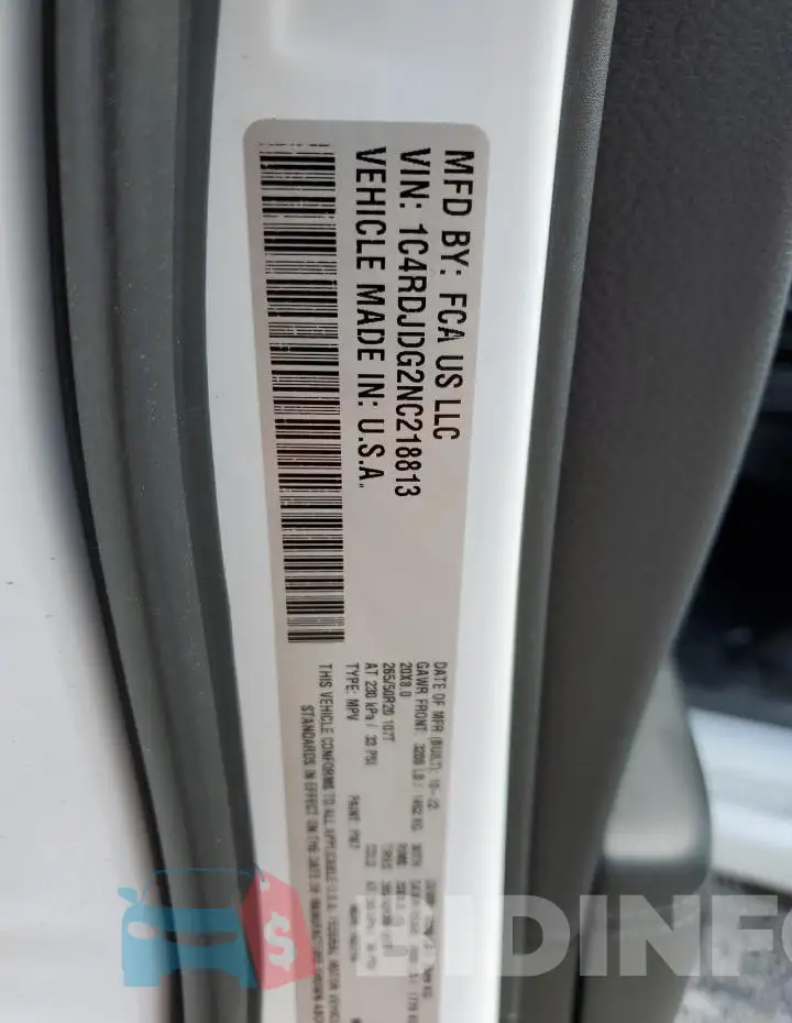 1C4RDJDG2NC218813 Photo# 12