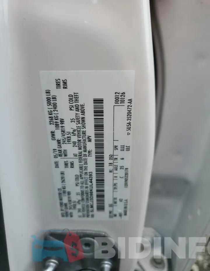 5LMCJ3D98KUL44393 Photo# 12