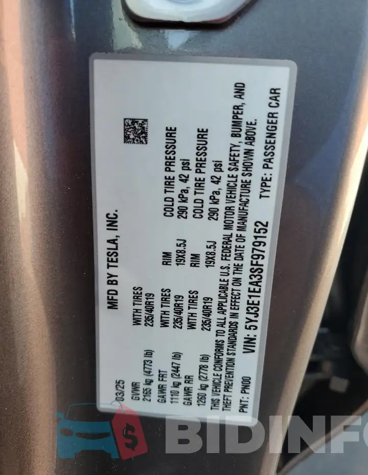 5YJ3E1EA3SF979152 Photo# 12