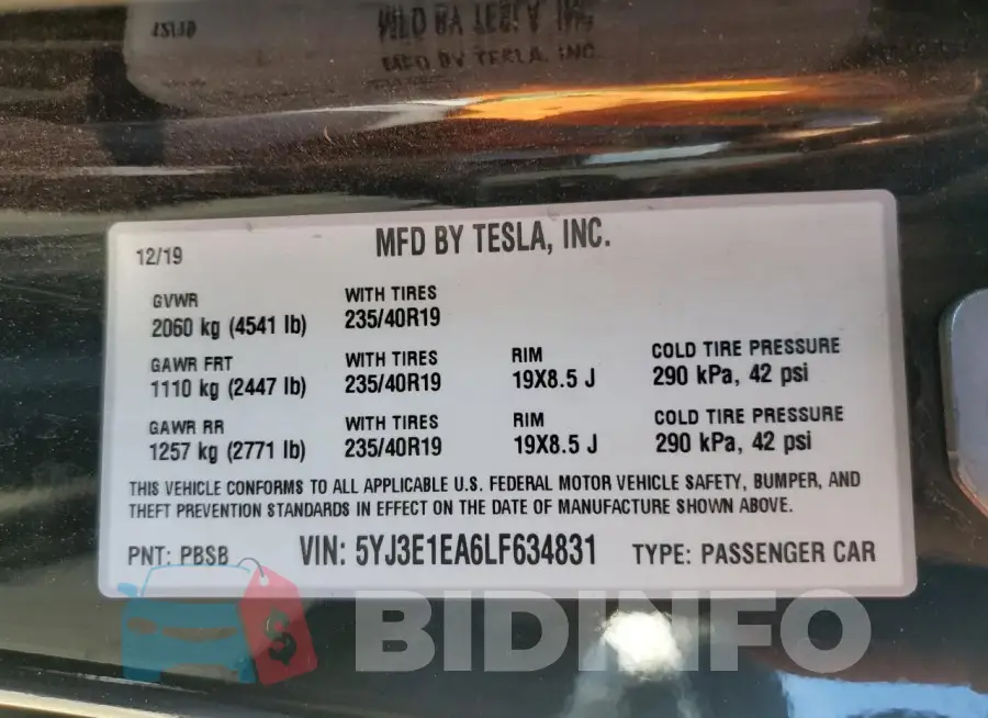 5YJ3E1EA6LF634831 Photo# 12