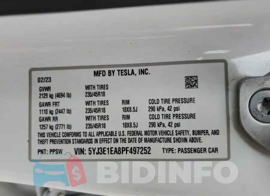 5YJ3E1EA8PF497252 Photo# 13