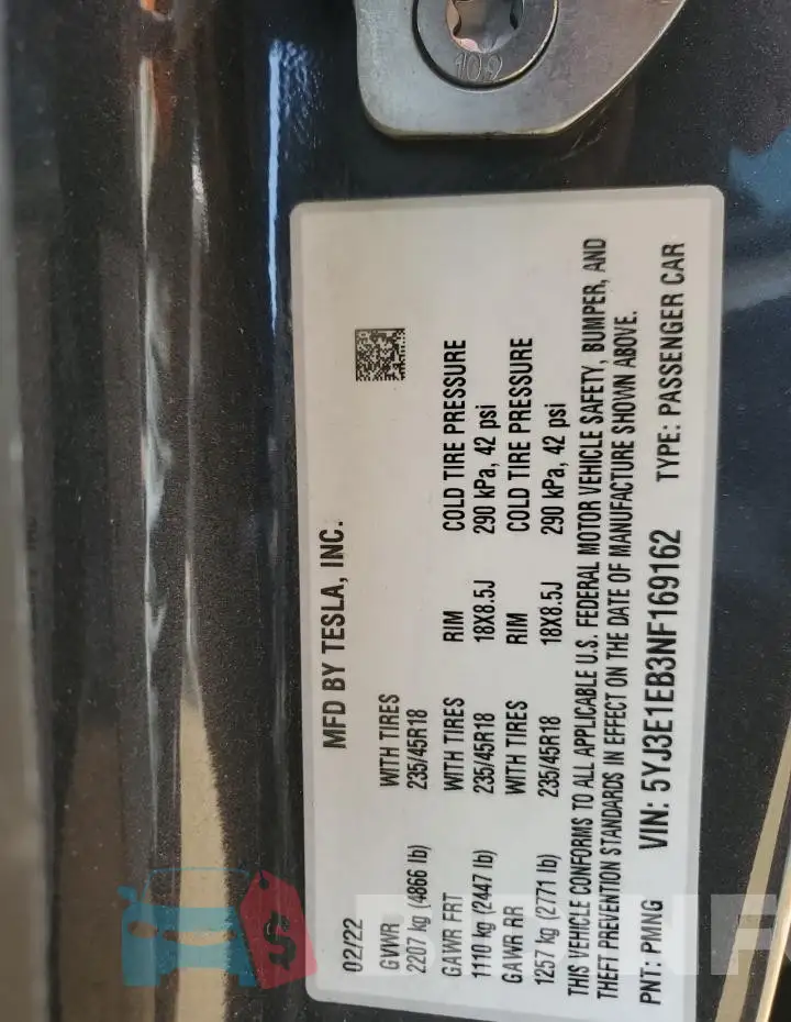 5YJ3E1EB3NF169162 Photo# 12
