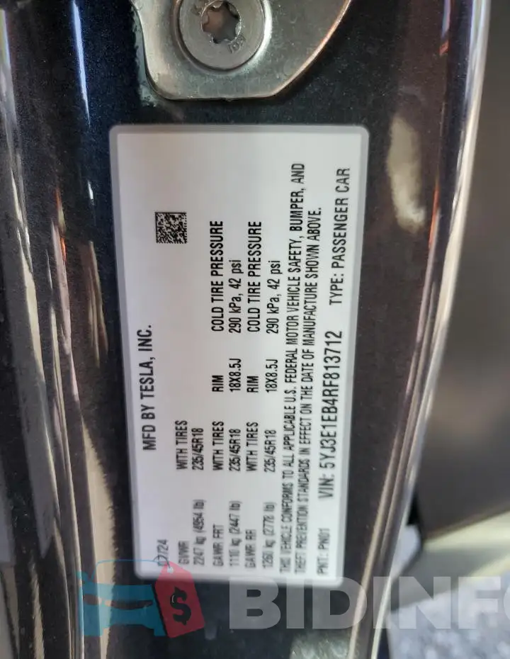 5YJ3E1EB4RF813712 Photo# 12