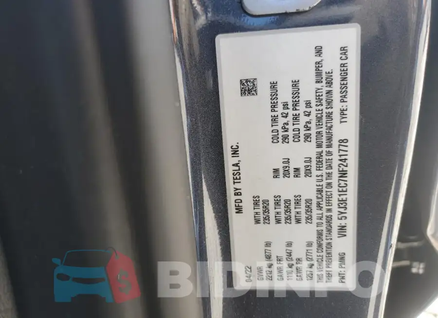 5YJ3E1EC7NF241778 Photo# 12