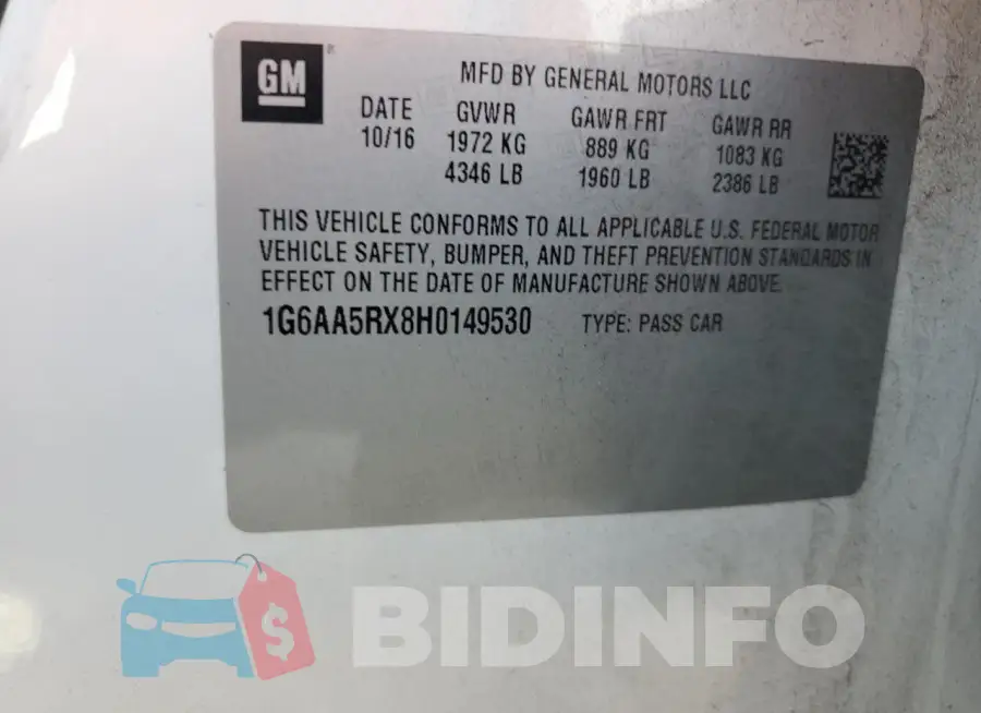 1G6AA5RX8H0149530 Photo# 13